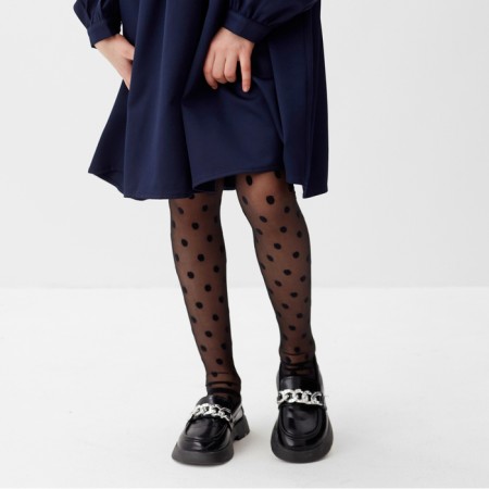 Teenage tights "large peas", black color, height 158-164 cm