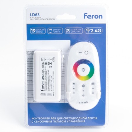 RGB controller for LED tape with p/u white, 12-24V, LD63-3