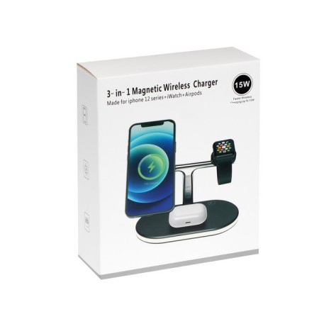 Wireless charging station 3 in 1 LCC-83, 15 W, Magsafe, with a stand, backlight, black-8