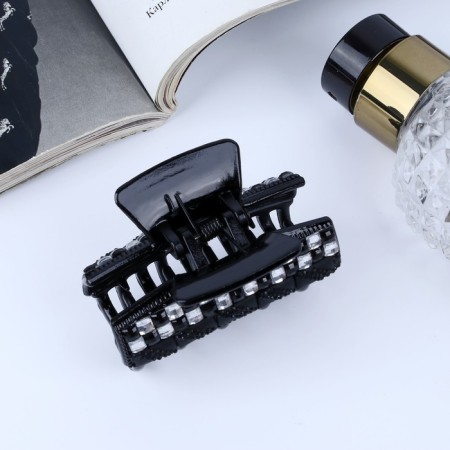 Hair crab "Ravenna" row with rhinestones, 6 cm, black-1