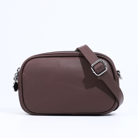 Cross-Bodi bag on zippers, external pocket, brown color