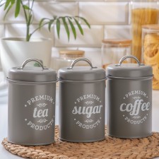 A set of cans for bulk products GREY, 11 × 18 cm, 3 pcs, color gray color