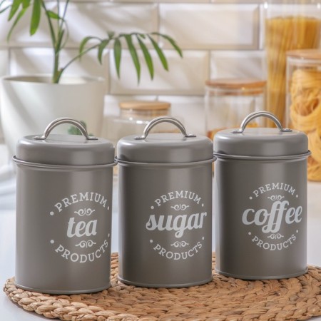 A set of cans for bulk products GREY, 11 × 18 cm, 3 pcs, color gray color