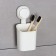 Holder for toothbrushes on a vacuum suction cup, 9 × 7.7 × 19 cm, white color