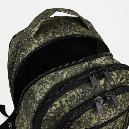 Male backpack with reflective elements, “saxi”, 2 parts on zippers, 4 external pockets, khaki color-5