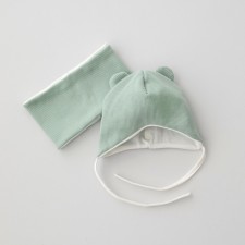 Kinderlitto Orsetto Kinderlitto kit, 2 items: hat, snood, age 0-3 months, color wormwood color