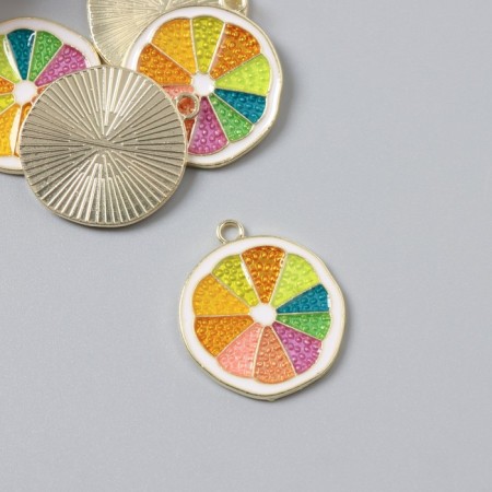 Decor for creativity metal, enamel "grapefruit" 2x2.2 cm