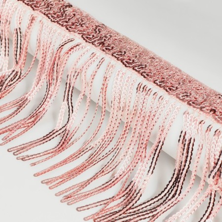 Braid with sequins "fringe", d = 3 mm, 10 cm, 4.5 ± 0.5 m, pink color-1