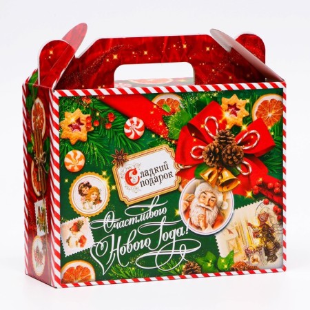 Gift box New Year's emerald vintage 23 x 8.5 x 23 cm-2