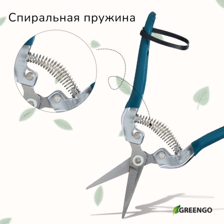 Garden scissors, 7 "(18 cm), with metal pens, rubberized handle, Greengo-8