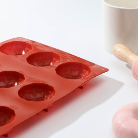 Baking the shade of the share "Crystal", silicone, 12 cells, 29 × 17 × 2.2 cm, d = 4.5 cm, brown color-2