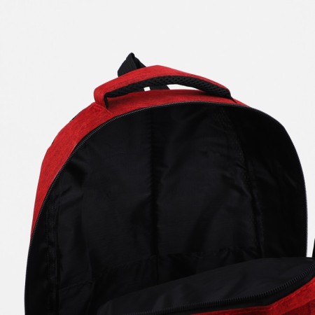 Men's backpack on a zipper, 2 external pockets, red color-5