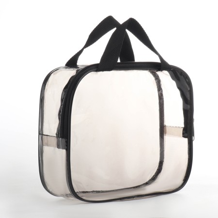 Cosmetic bag with lightning, with handles, black color-1