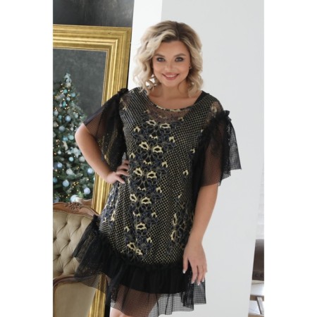 Women's dress, size 56, black color, gold-10