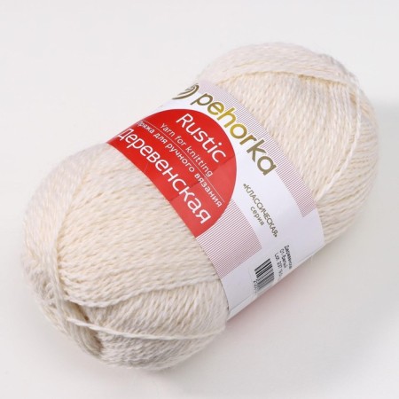 Yarn "village" 100% half-carbonated wool 250m/100g (01-white)-2