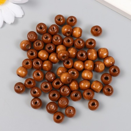 Wooden beads "Astra" round, 10 mm, 50 g, brown-1