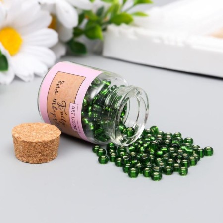Round 6/0 beads in the bottle "dark green" transparent-color 20 g-1
