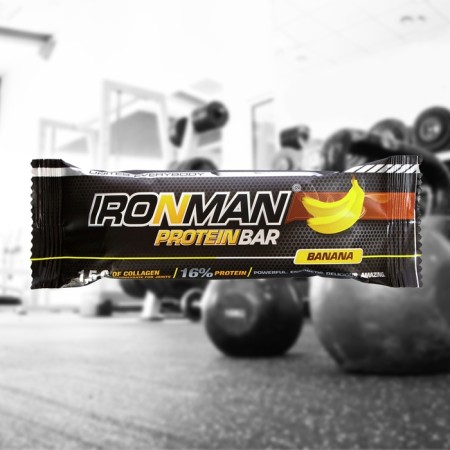 Protein bar with collagen, banana, dark glaze, 50 g