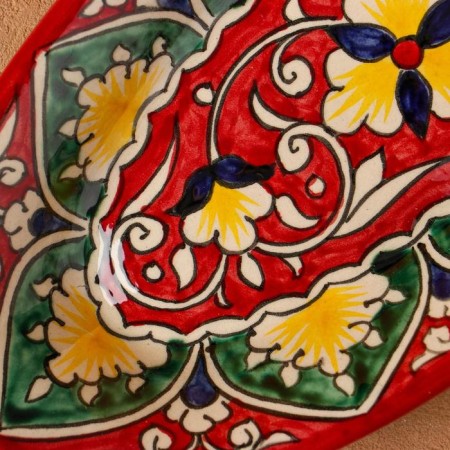 The herringard Rishtan ceramics "Flowers", 24 cm, red, mix-2