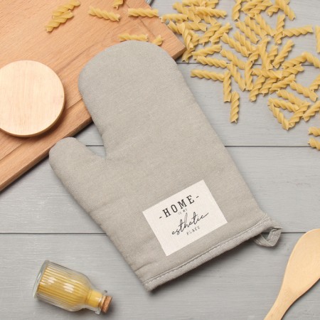 Ethel "Home" mittens, gray color, 26x16 cm, 50%HL, 50%flax