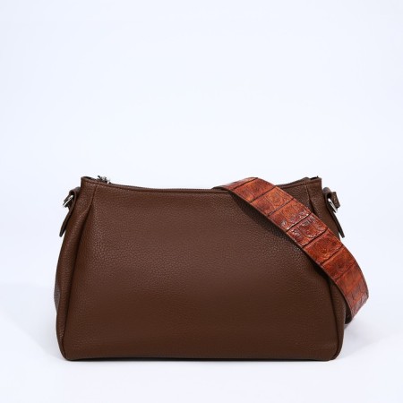 Bag Cross-Bodi Medvedkovo with a zipper, external pocket, brown color