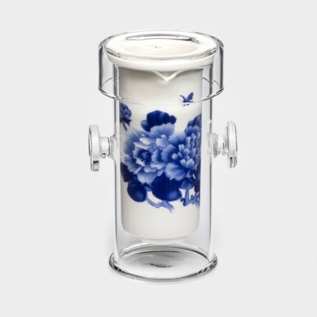 Glass flap for brewing tea "Mountain landscape", 200 ml, 7 × 6 × 10.7 cm, Mix drawing-4