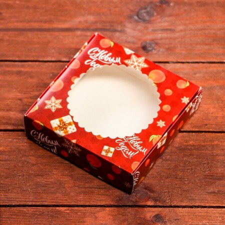 Gift box team with the window "Mandarins and gifts", 11.5 x 11.5 x 3 cm-3