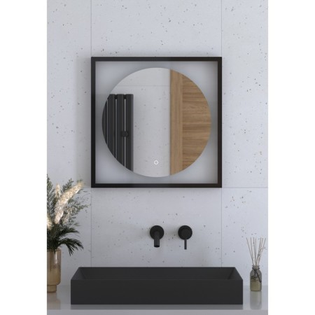 A mirror in a baguette frame with a 12 W LED light, 60x60 cm, sensory switch, warm white light,-3