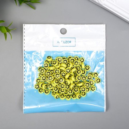 Beads for creativity plastic "Yellow circles with smiles" set of 15 g 0.4x0.7x0.7 cm-3