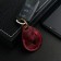 Key leather keychain, label, drop, genuine leather, burgundy, deer
