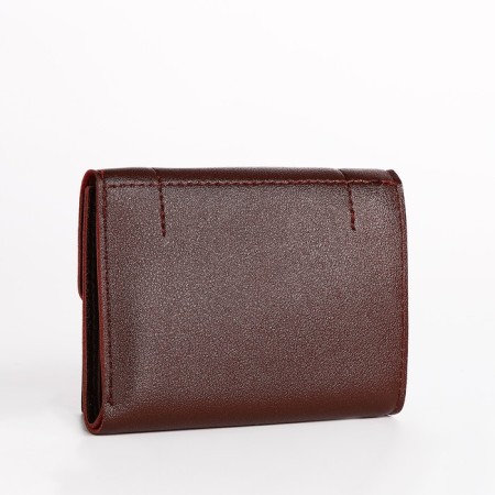 Women's wallet on the button, burgundy color-1