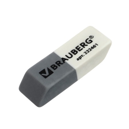 Eraser Brauberg Partner, gray-white, in a cardboard display, 41x14x8 mm-4