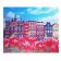 Diamond mosaic with a partial filling on the subframe "House with tulips", 50 x 60 cm
