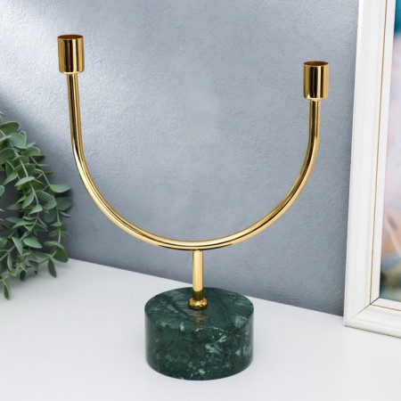 Summary marble, metal for 2 candles "malachite. Bends" 30x23 cm-3