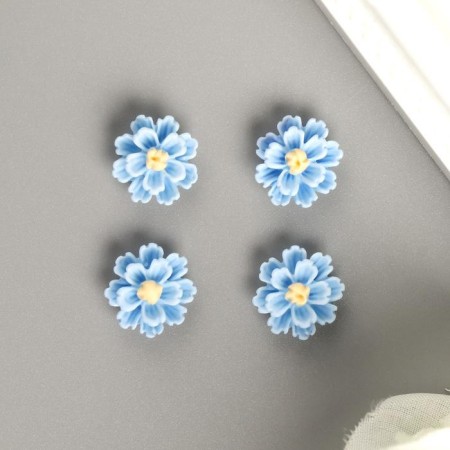 Decor for creativity plastic "Blue peonies", set of 30 pcs. 1x1 cm-1