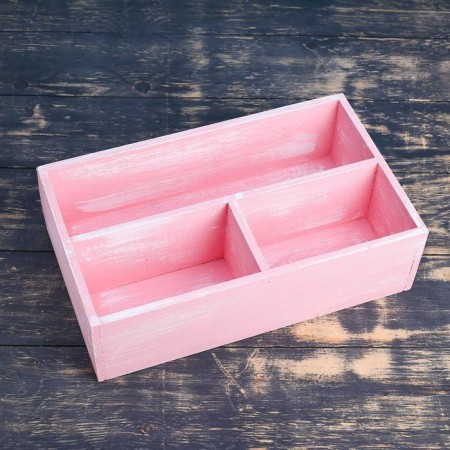 Wooden box 34.5 × 20.5 × 10 cm Gift dresser, pink brush-1