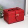 Casket to the leatherette to decorations chest "Red reptile" with buckle 16x22x14 cm