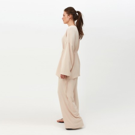 Women's costume (tunic, trousers) minku: casual collection beige color, size 54-1