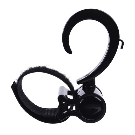 Hook for bags on a stroller, plastic, rotates 360 °, Velcro, black color-7