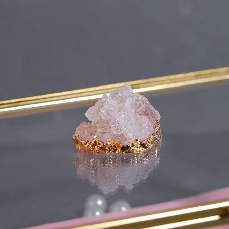 Organizer for storage "Crystal", with a lid, glass, 1 section, 20 × 16.8 × 9 cm, the color is transparent/copper/pink-7