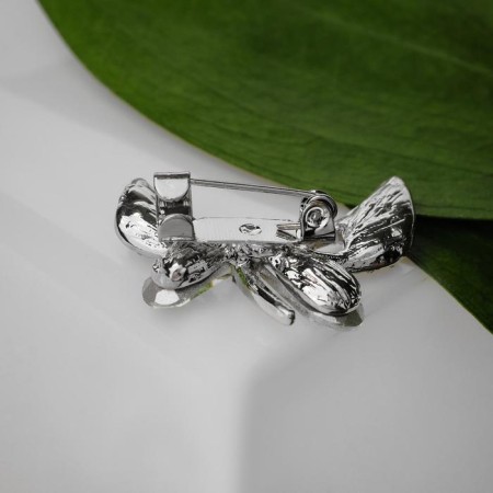 Brooch "Extra-shaped butterfly", white-green color in silver-1