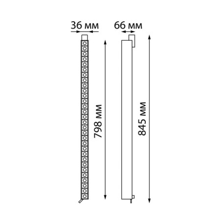 Snow -shaped single -phase three -core LED Novotech. ITER, 40W, LED, 66x845x36 mm, white color-1