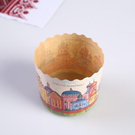 Paper form for cupcake, muffins and kulich "Kremlin" 70x60mm, mix-1