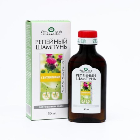 Burdock shampoo Mirrolla, a complex of vitamins for hair strengthening, 150 ml-2