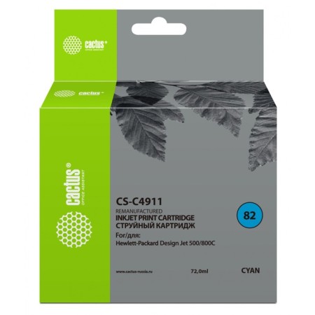 CACTUS CS-C4911 cartridge No. 82, for HP DJ 500/800C, 72 ml, blue color