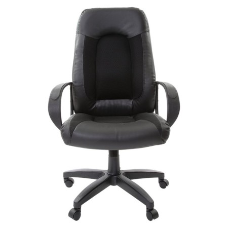 Armchair for the head of Brabix Strike EX-525, black eco-leather, black fabric TW-2
