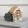 Christmas tree toy "House with Santa Claus on the sled", from batteries, glow warm white