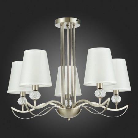 Ceiling EVOLUCE lamp. Sle111203-05. Bergamo. 5x40 W, E14, 66x66x50 cm, Nickel color, transparent-3
