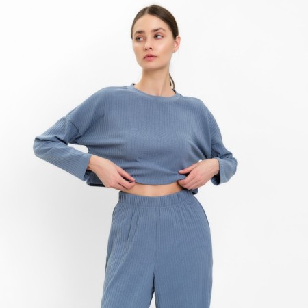 Female set (longshit, trousers) minku: casual collection color gray-blue, rn 46-2