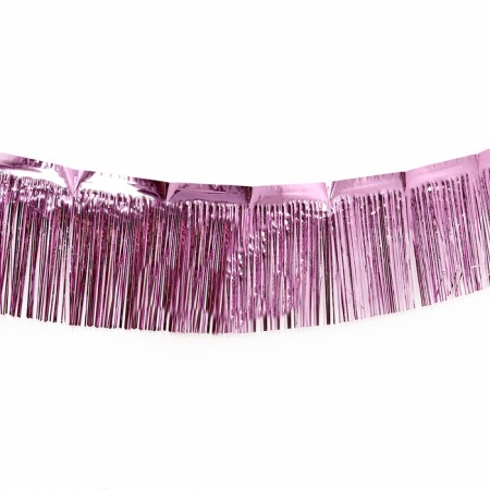 Garland "rain" with sticky tape, 2 meters, pink color-1